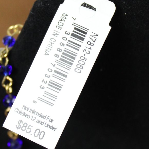 Carolee Royal Blue Simulated Diamond Bead & Crystal Bib Statement Necklace - Picture 6 of 7